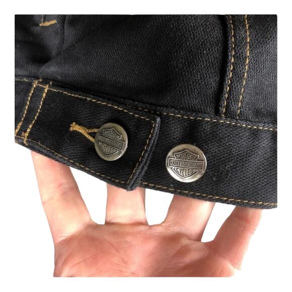 Harley Davidson vintage denim black jacket Ladies cotton size small - Picture 8 of 13